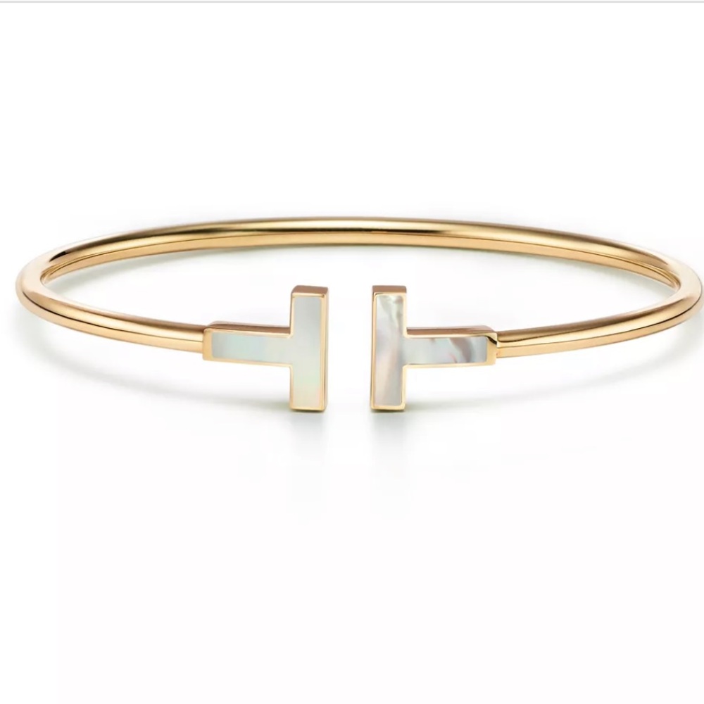 Tiffany & Co. Yellow Gold T Bracelet with Mother-of-Pearl